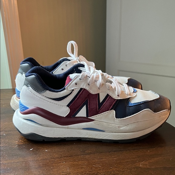 New Balance Shoes - New Balance/Figs White and Burgundy Sneakers women S 7 Male 5.5
